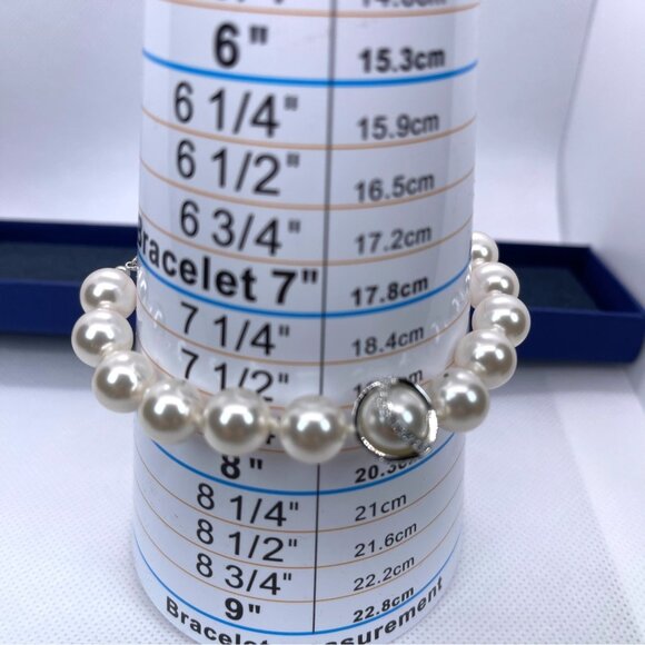 Swarovski Nude Bracelet Pearl Crystal Pavé Ring Rhodium Retired Formal Holiday - Picture 12 of 16